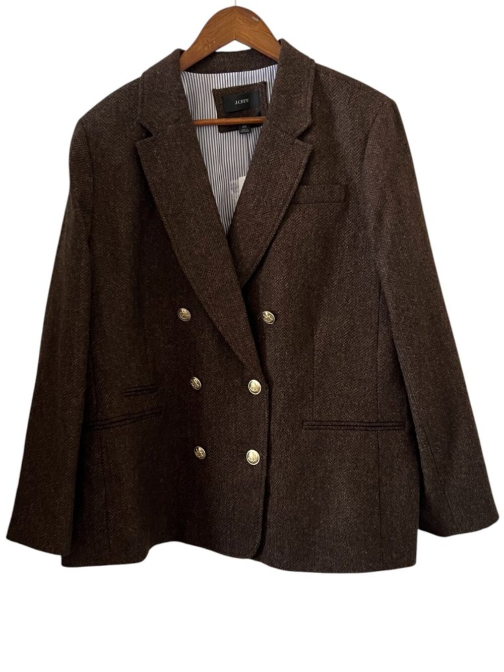 J. Crew Women's Double-Breasted Brown Herringbone Blazer